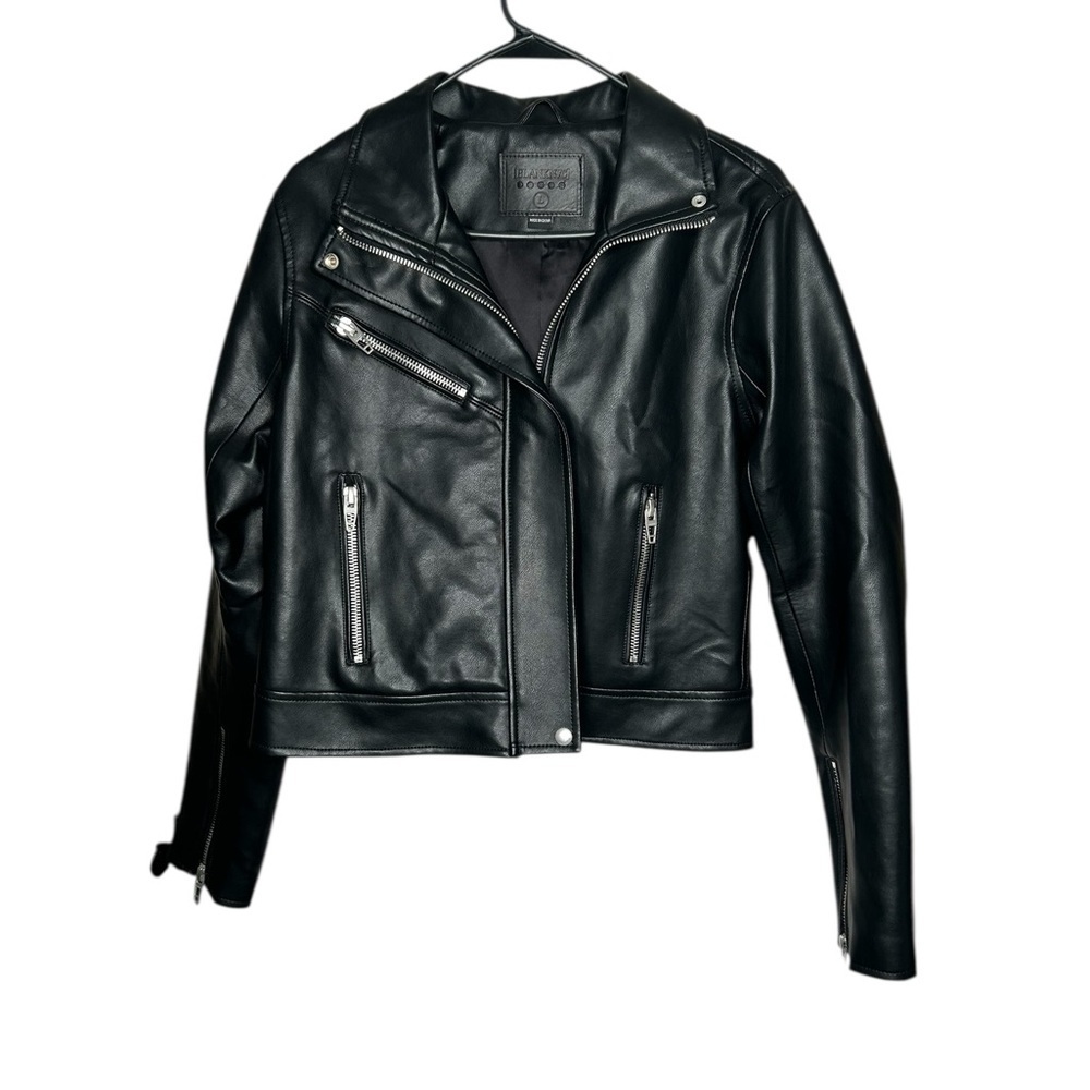 Blank NYC Women's Sleek Black faux Leather Jacket large - Picture 2 of 4